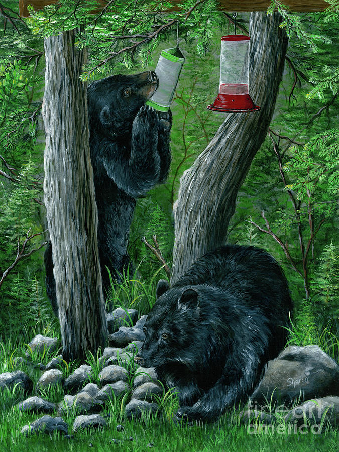 A bears lunch Painting by Sharon Molinaro