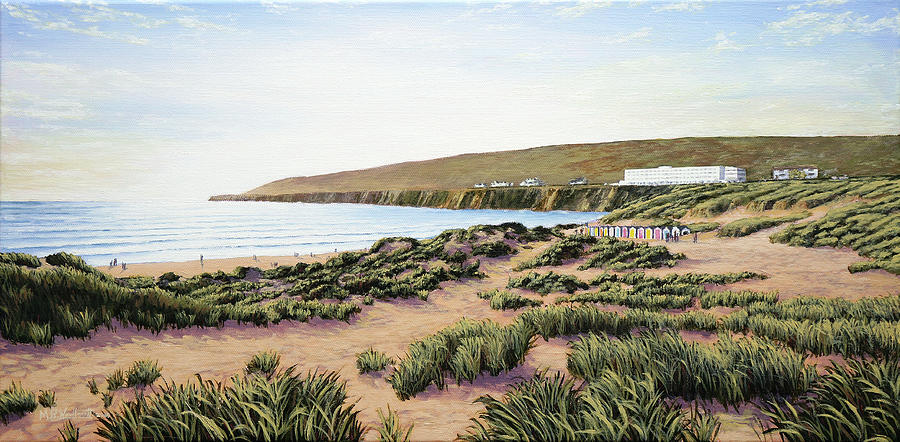 A Beautiful Evening at Saunton Beach Painting by Mark Woollacott