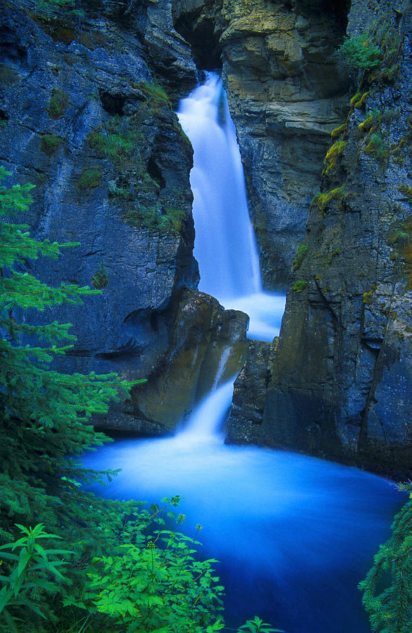Banff National Park Photograph - A Beautiful Waterfall, Johnston Canyon by Don Hammond