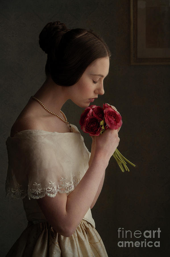 A Beautiful Young Victorian Woman With A Posy Photograph by Lee Avison