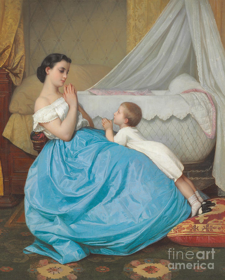 A Bedtime Prayer Painting by Auguste Toulmouche