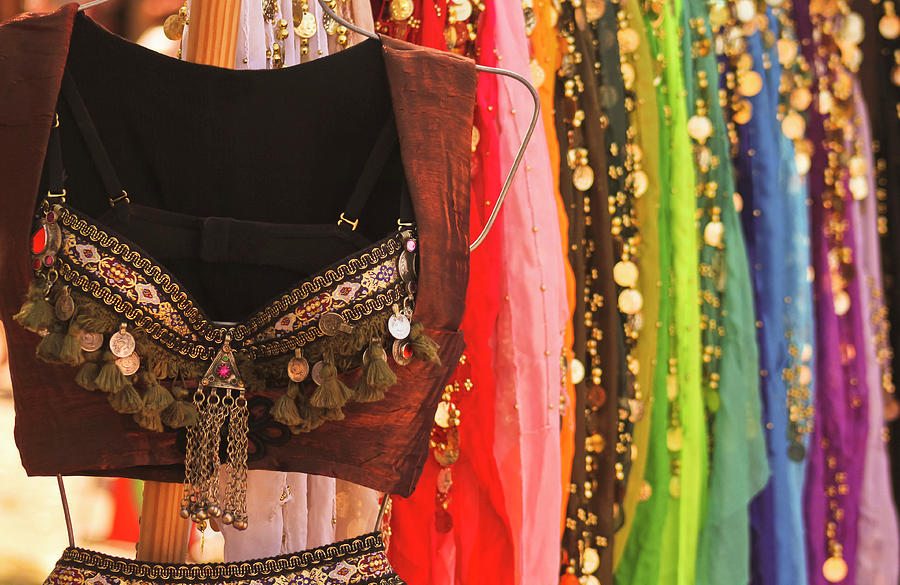 Clothing Photograph - A Belly Dancing Costume and Colorful Skirts  by Derrick Neill