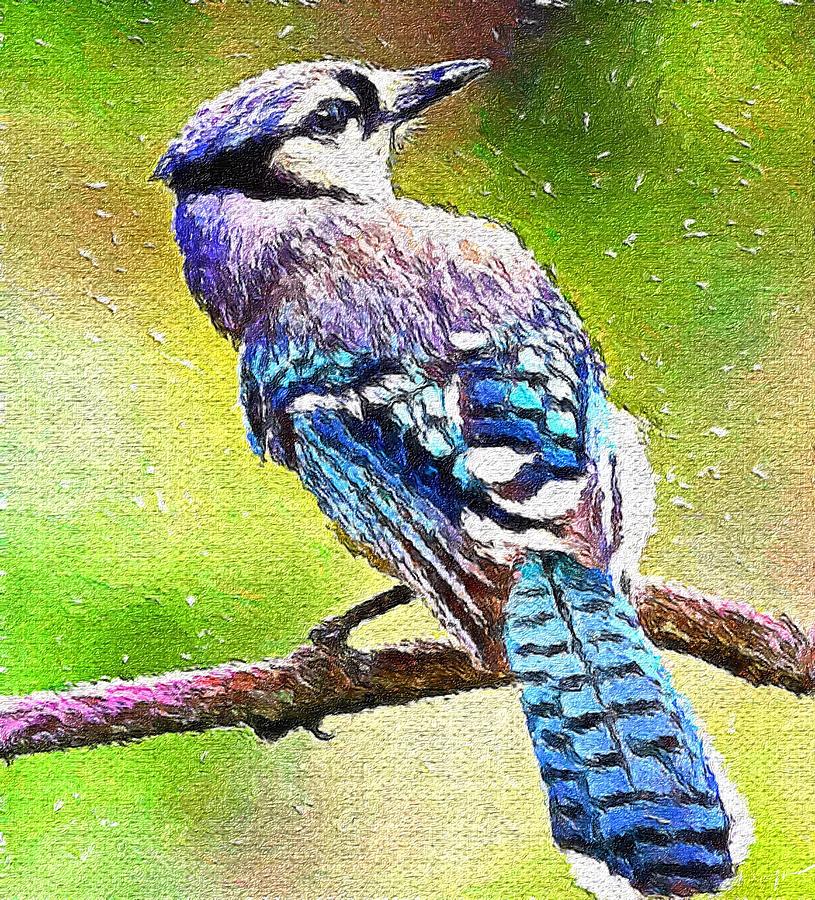 A bird perched on a branch of tree Digital Art by Tanya Gordeeva