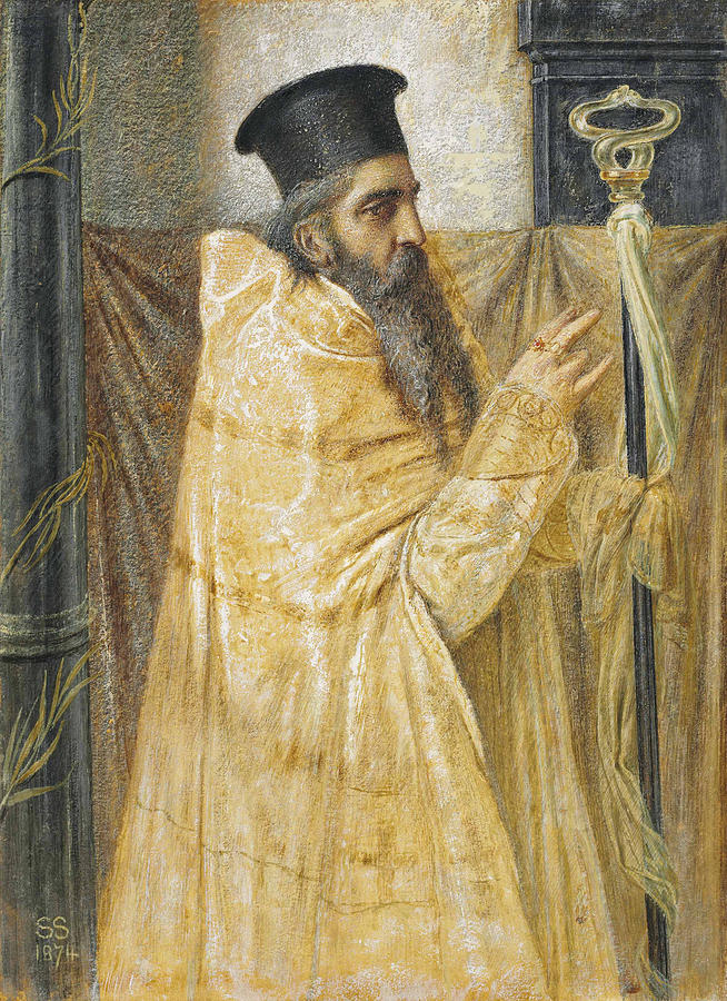 A Bishop of the Eastern Church Drawing by Simeon Solomon