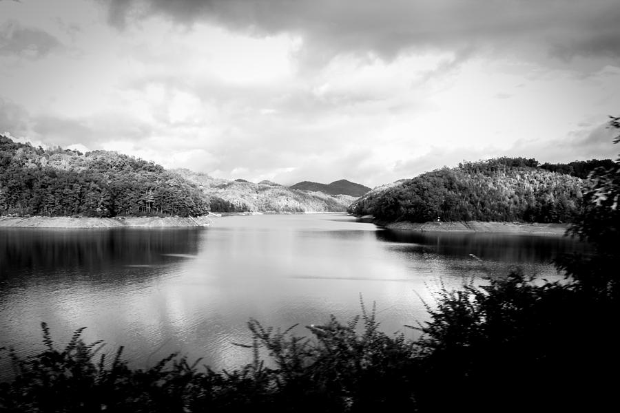 A Black and White Landscape on the Nantahala River Photograph by Kelly Hazel
