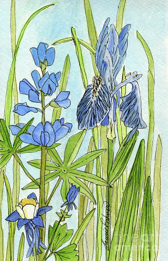 A Blue Garden Painting by Laurie Rohner