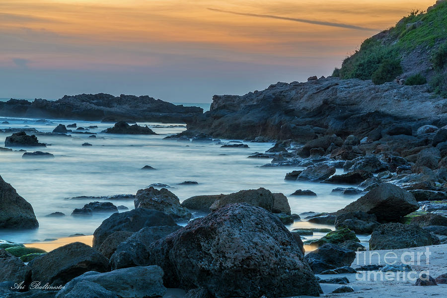A blue sunset at Tantura beach Photograph by Arik Baltinesterura