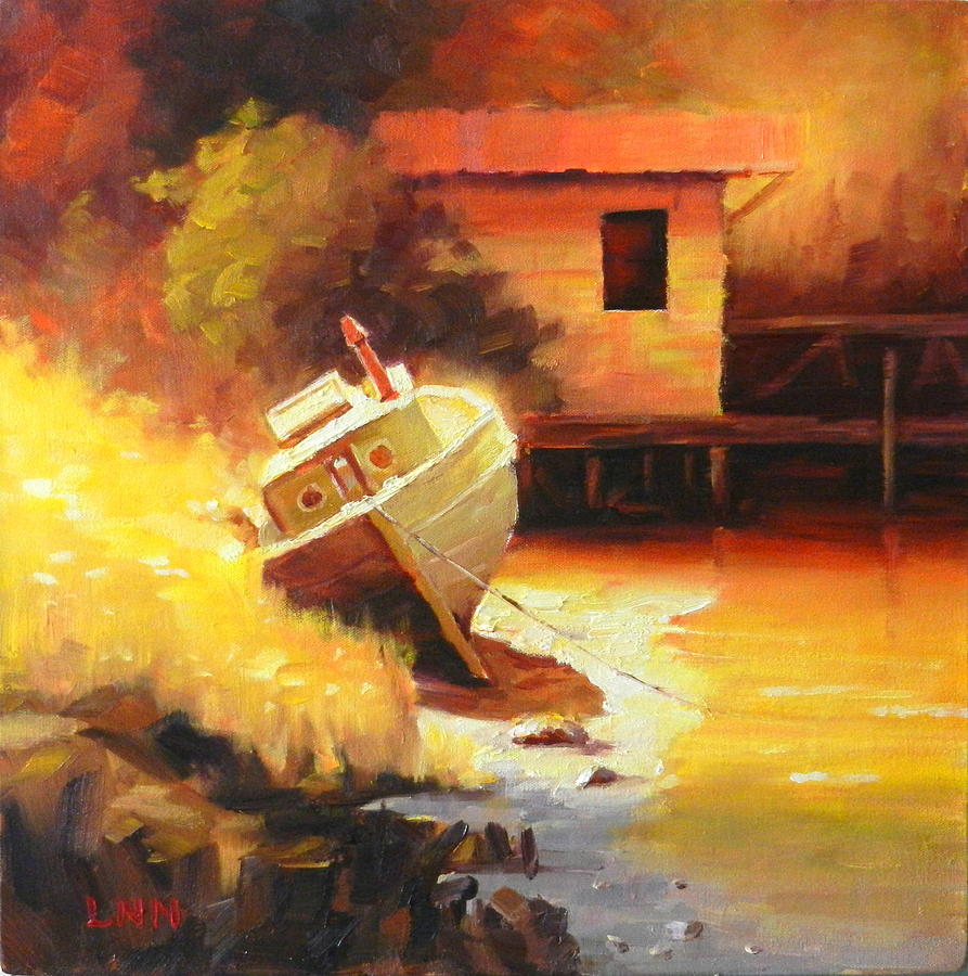A Boat in a Sunny Day Painting by Ningning Li