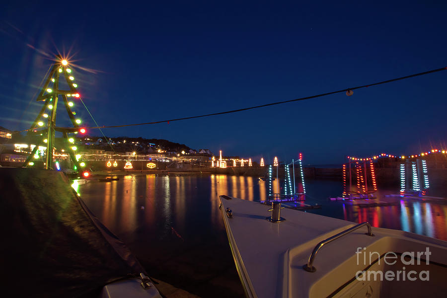 A Boats View of Mousehole Christmas Lights Photograph by Terri Waters