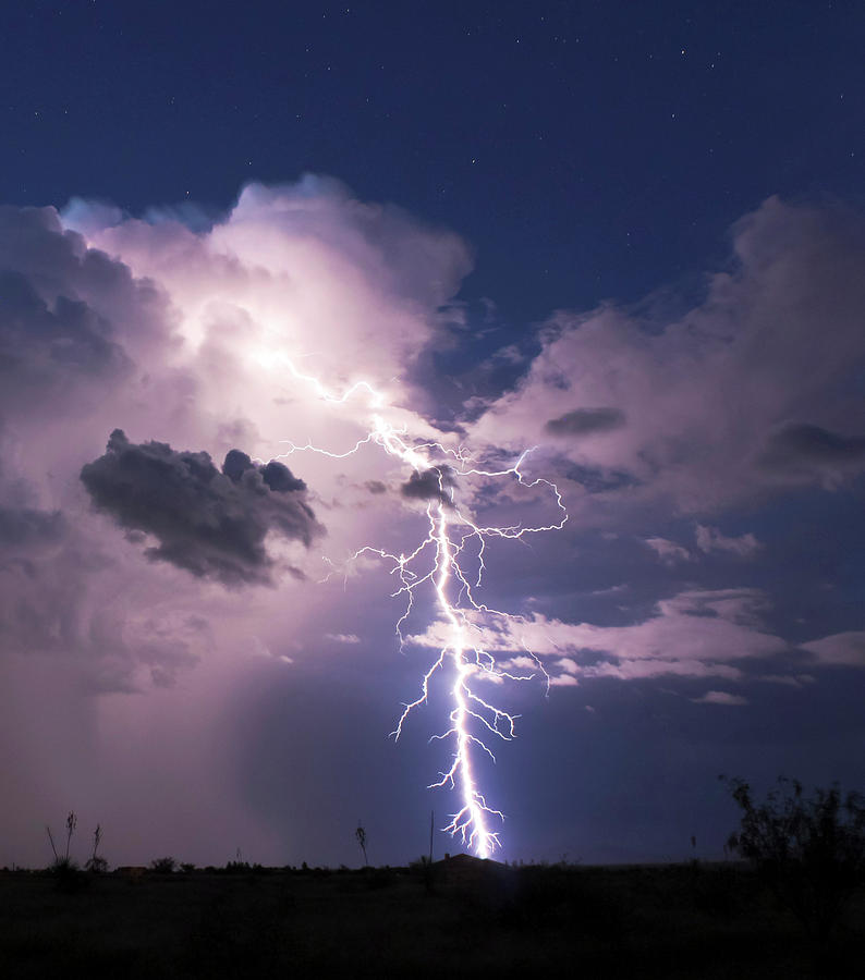 A Bolt of Lightning in the Desert Night Photograph by Derrick Neill - Fine  Art America