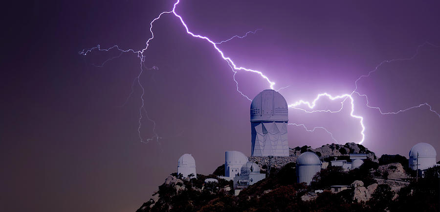 A Bolt of Lightning Over an Observatory Digital Art by Derrick Neill ...