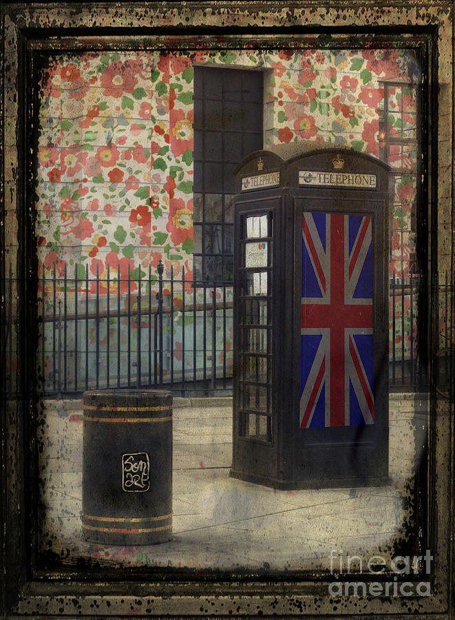 London Photograph - A booth a Bin and Liberty Flowers by Sonia Stewart