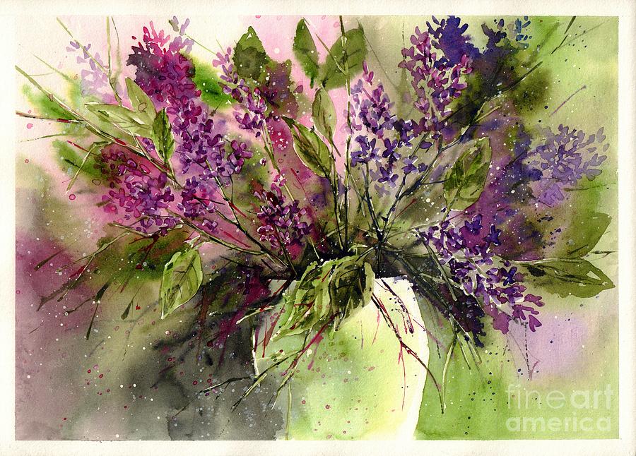Floral Painting - A Bouquet Of May-lilacs by Suzann Sines Floral Painting - A Bouquet Of May-lilacs by Suzann Sines