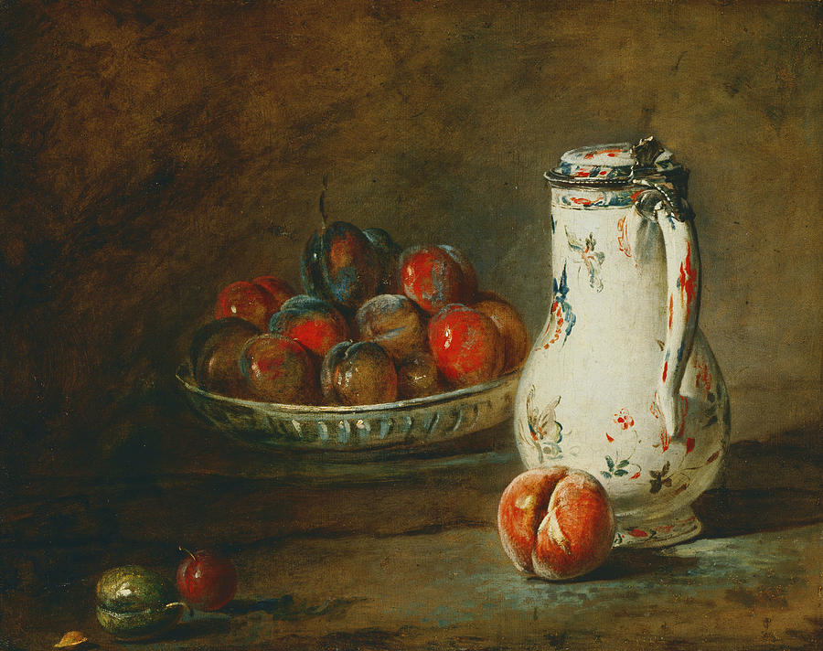 A Bowl of Plums Painting by Jean-Baptiste-Simeon Chardin