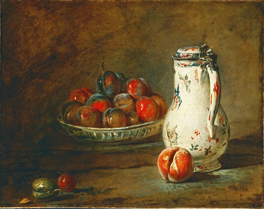A Bowl of Plums Painting by Jean-Simeon Chardin
