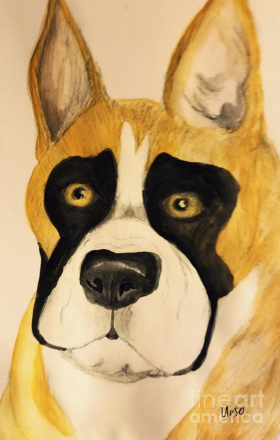 A Boxer Portrait Painting by Maria Urso