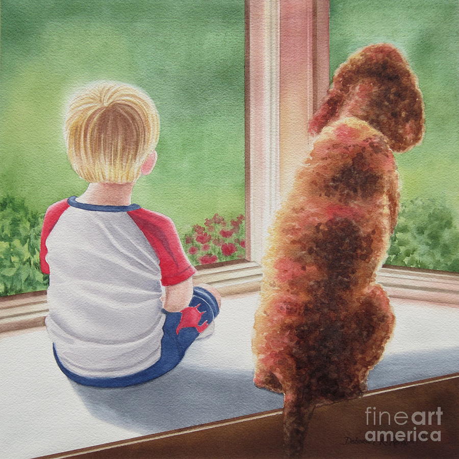 A Boy and His Dog Painting by Deborah Ronglien