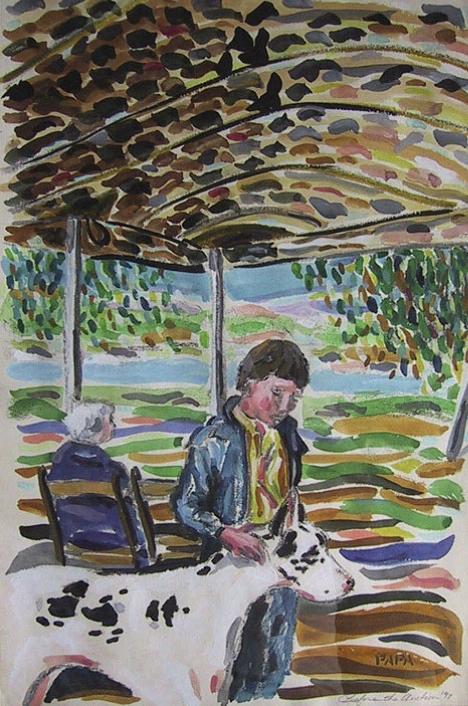 Boy Print - A Boy and his Dog by Ralph Papa Boy Print - A Boy and his Dog by Ralph Papa