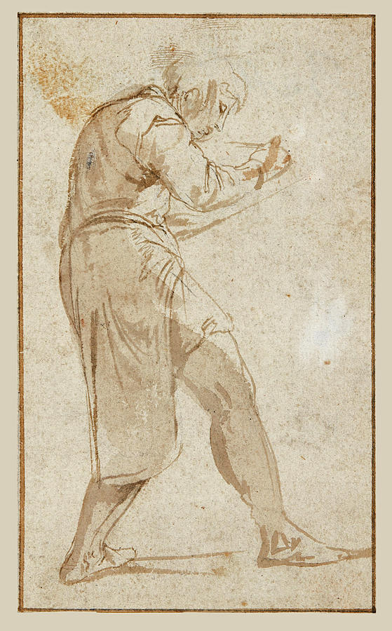 A boy writing or sketching Drawing by Giovanni Battista Franco
