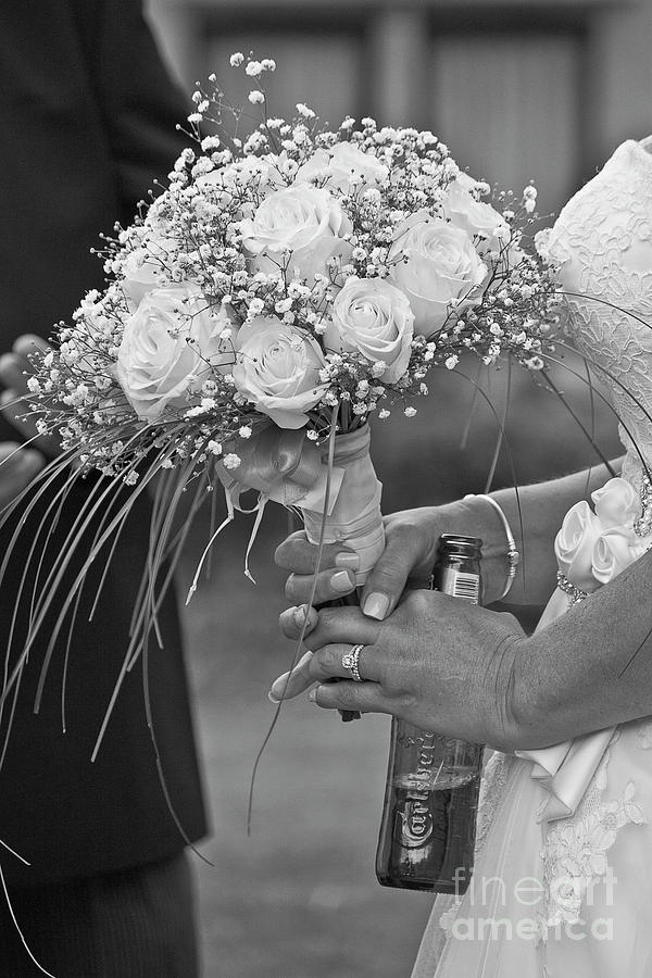 A Bride A Bouquet and A Beer Photograph by Terri Waters