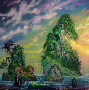 Asian Painting - A Bridge In Paradise by Victor Kirton Asian Painting - A Bridge In Paradise by Victor Kirton
