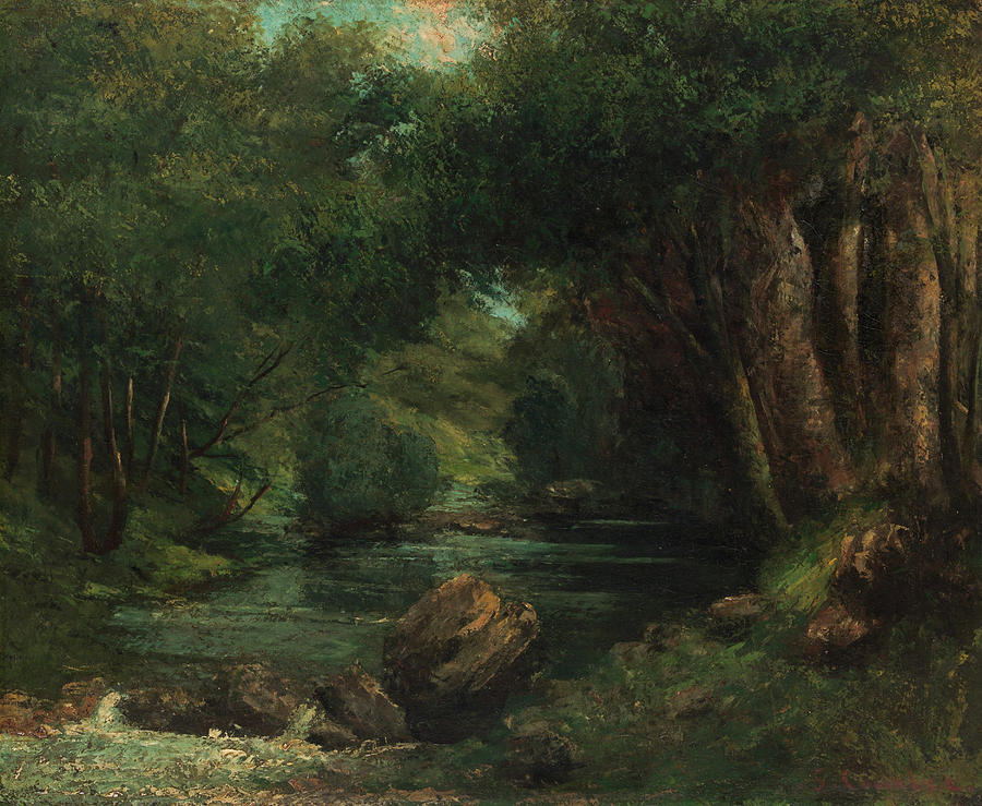 Gustave Courbet  Painting - A Brook in the Forest by Gustave Courbet