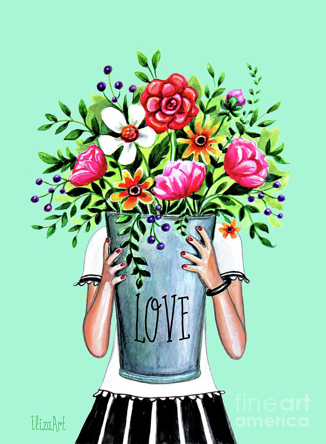 A Bucket Full of Love Painting by Elizabeth Robinette Tyndall