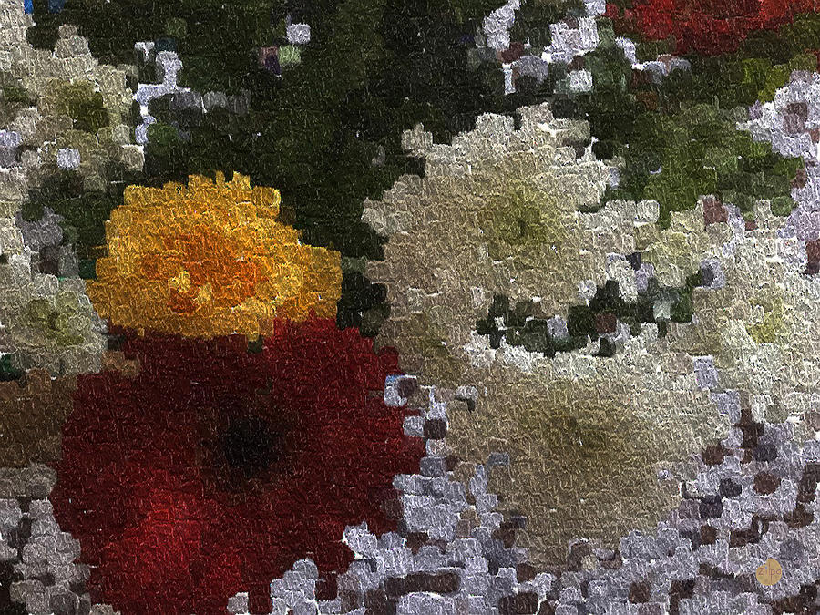 A Bunch Of Flowers In A Woolen Texture Painting