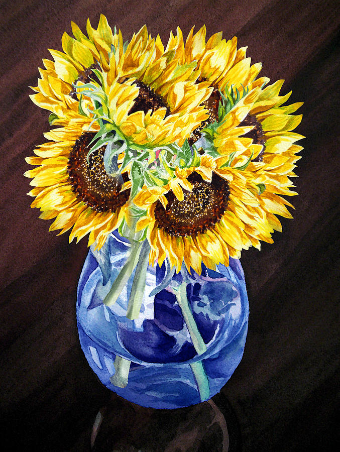 A Bunch Of Sunflowers Painting by Irina Sztukowski