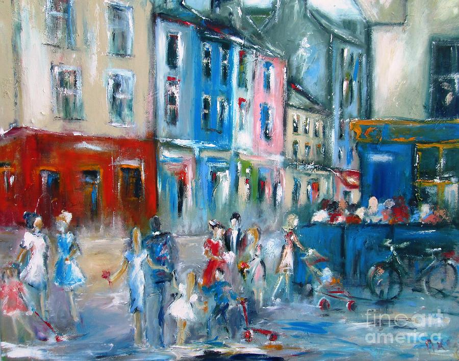 Painting Of  Quay Street Galway Ireland  Painting by Mary Cahalan Lee - aka PIXI