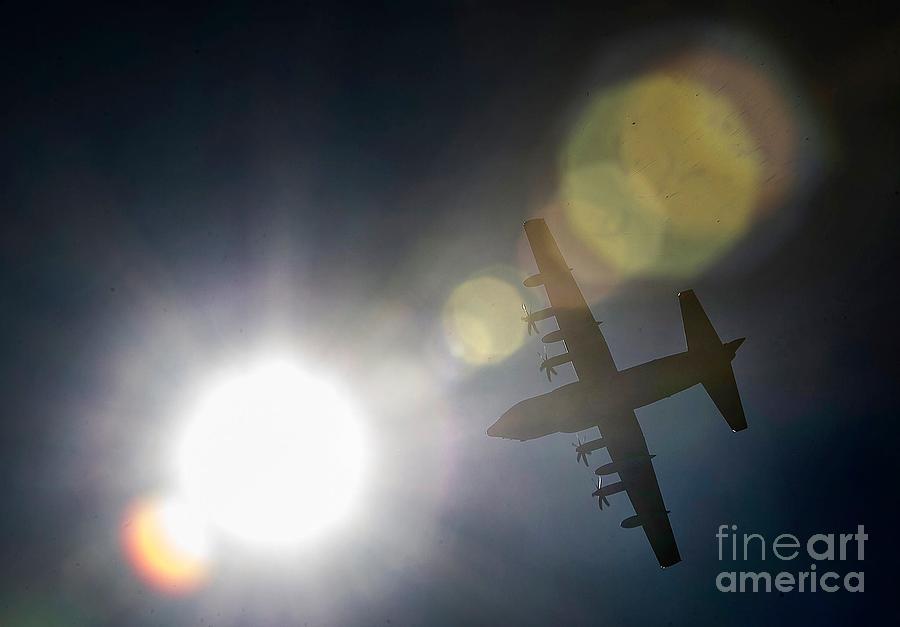 A C-130 Hercules makes a pass Painting by Celestial Images