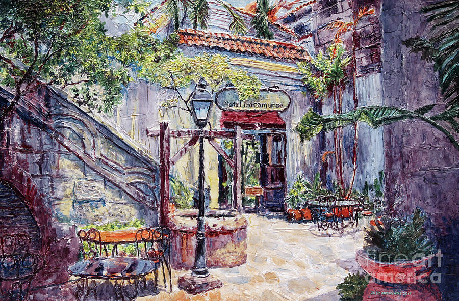Cafe by the Hotel, Intramuros, Manila Painting by Joey Agbayani