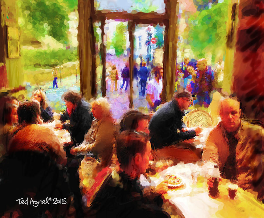 A Cafe In Monmarte Painting by Ted Azriel