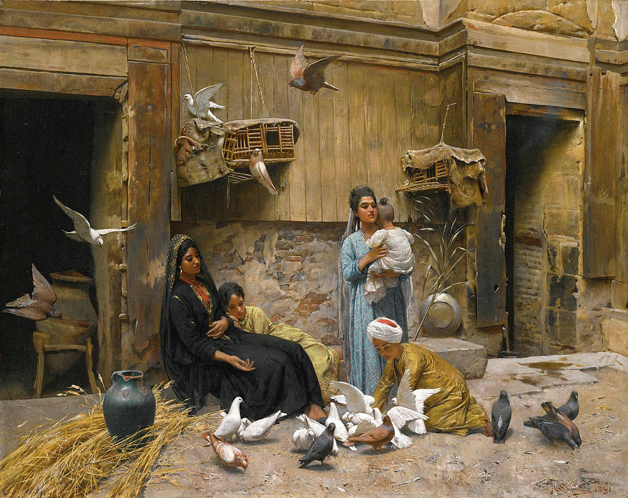A Cairene Courtyard Painting by Rudolf Swoboda