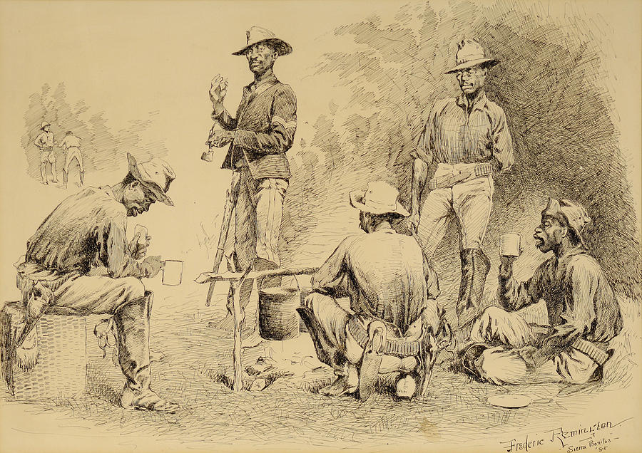 Frederic Remington Painting - A Campfire Sketch by Celestial Images
