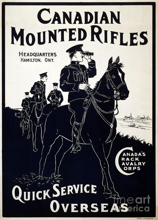 A Canadian cavalry recruitment poster from WWI Painting by Celestial Images