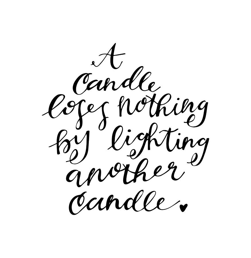 Typography Drawing - A Candle by Nancy Ingersoll