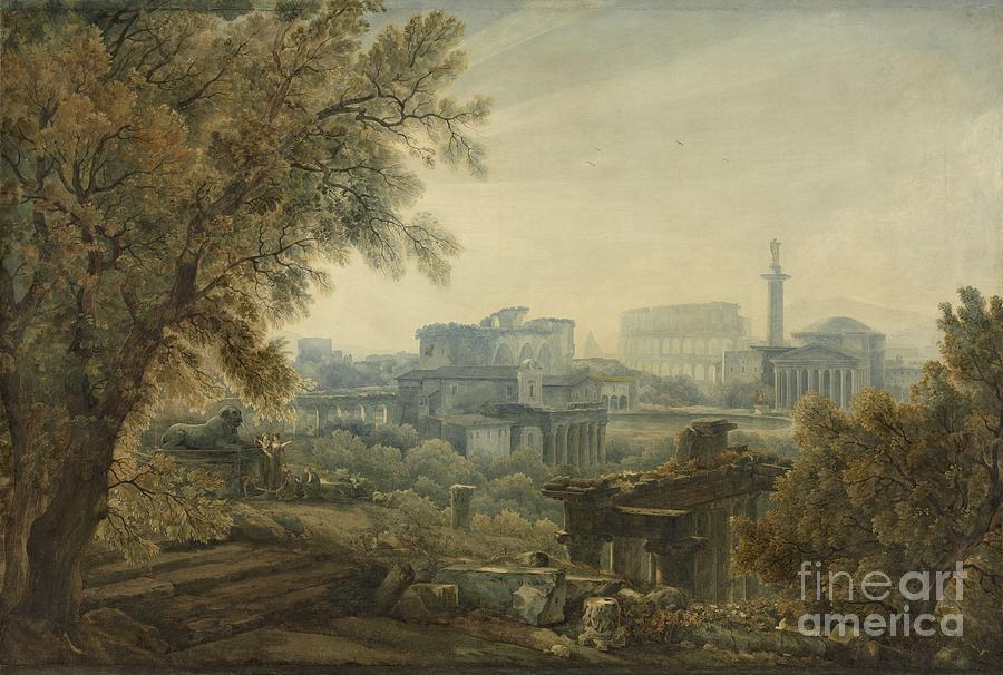 A Capriccio of Roman Architecture with Trajans Column Painting by Celestial Images