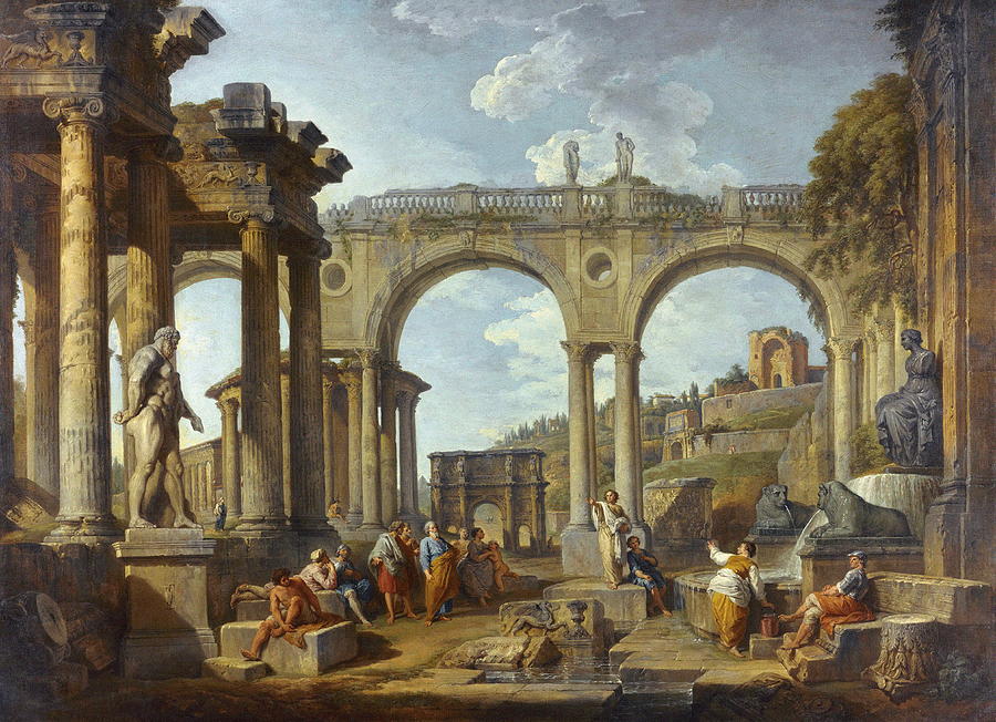 A Capriccio Of Roman Ruins With The Arch Of Constantine