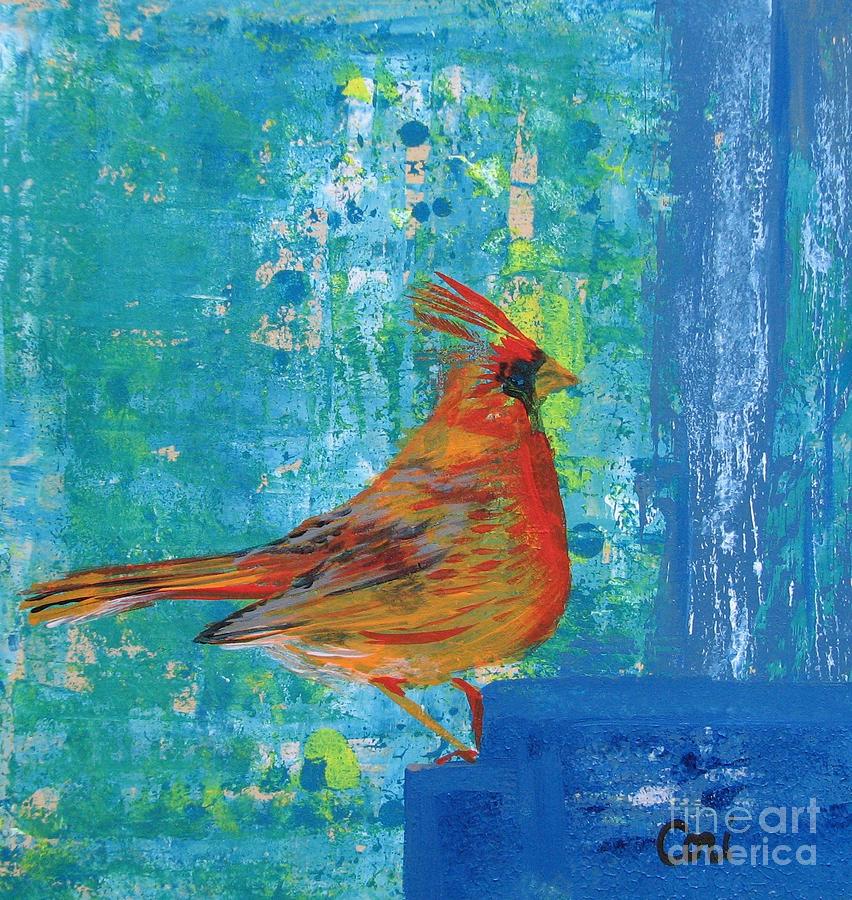 A Cardinal Came By Painting by Corinne Carroll