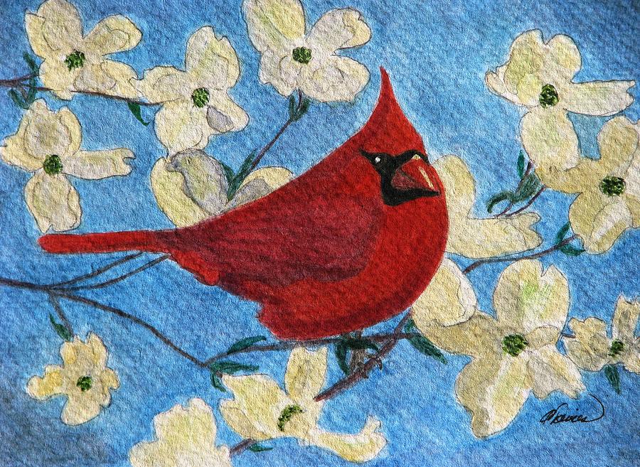 A Cardinal Spring Painting by Angela Davies