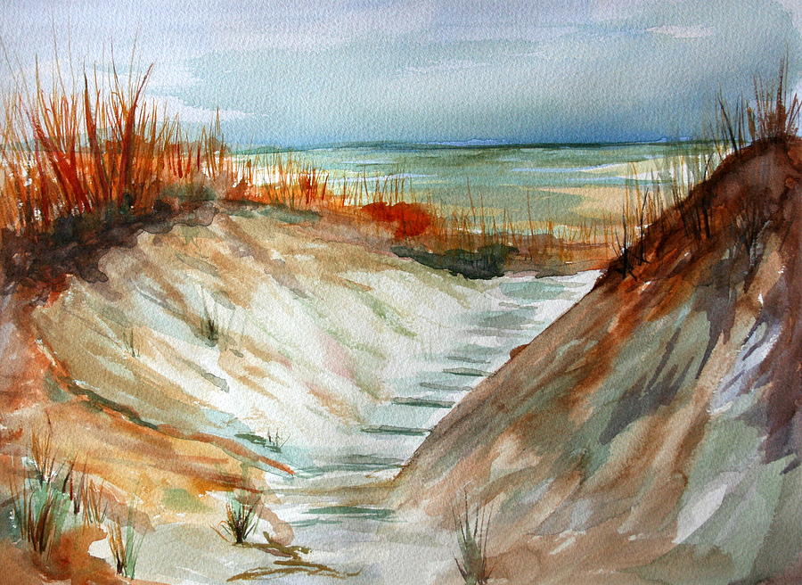 A Carolina Beach Walk through Painting by Julie Lueders 
