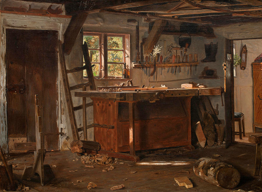 Christen Dalsgaard Painting - A Carpenters Workshop by Christen Dalsgaard