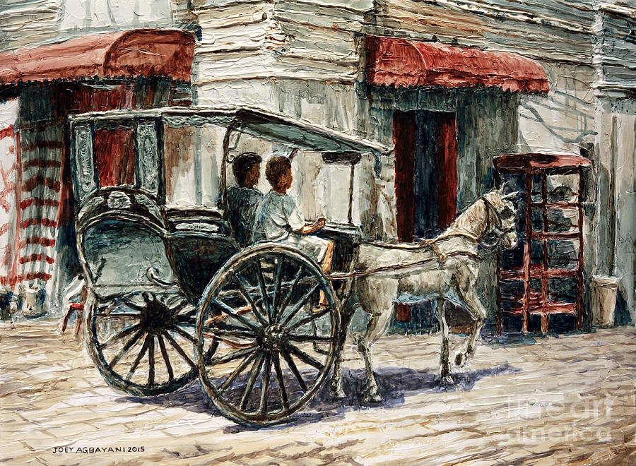 A Carriage on Crisologo Street Painting by Joey Agbayani