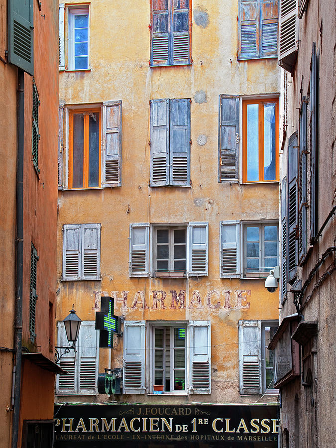 A Case of the Shutters - Pharmacy in Grasse, France Photograph by Denise Strahm
