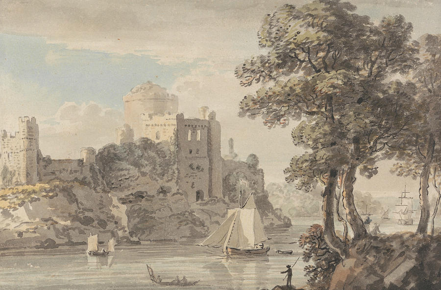 A Castle on a River Painting by Paul Sandby