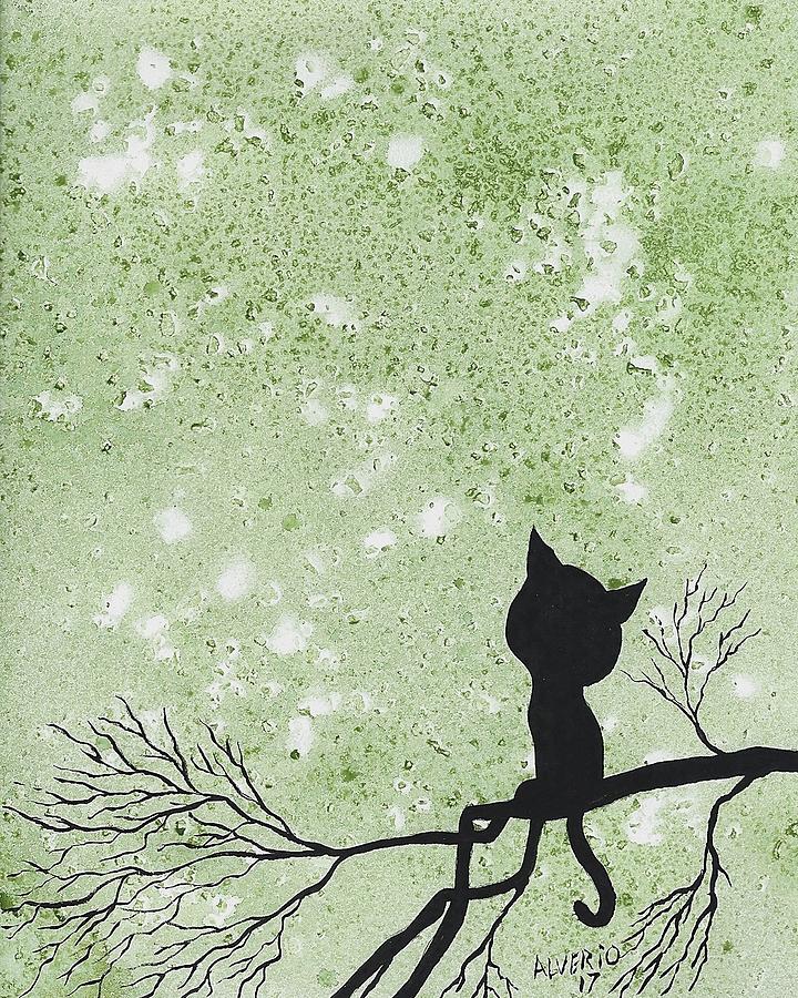 A Cat in a Tree Painting by Edwin Alverio