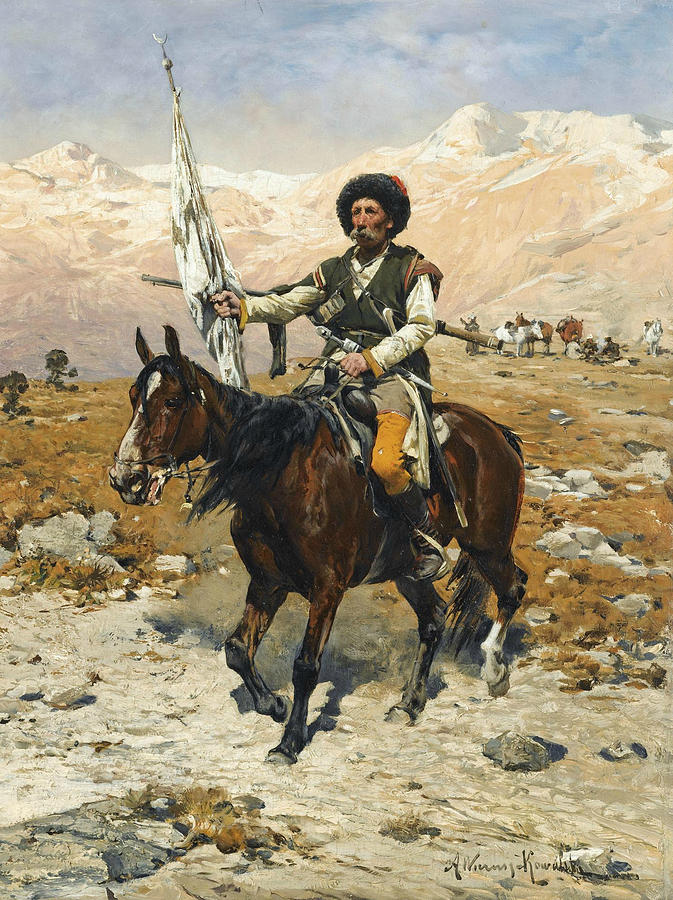 A Caucasian Chief Painting by Alfred Kowalski