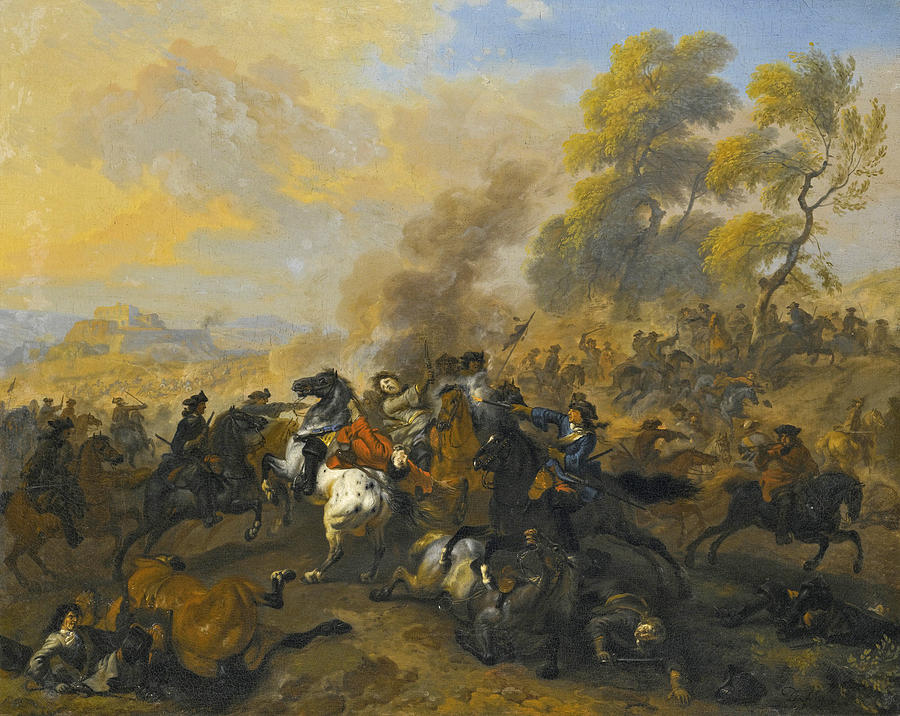 A Cavalry Battle Painting by Dirk Maas