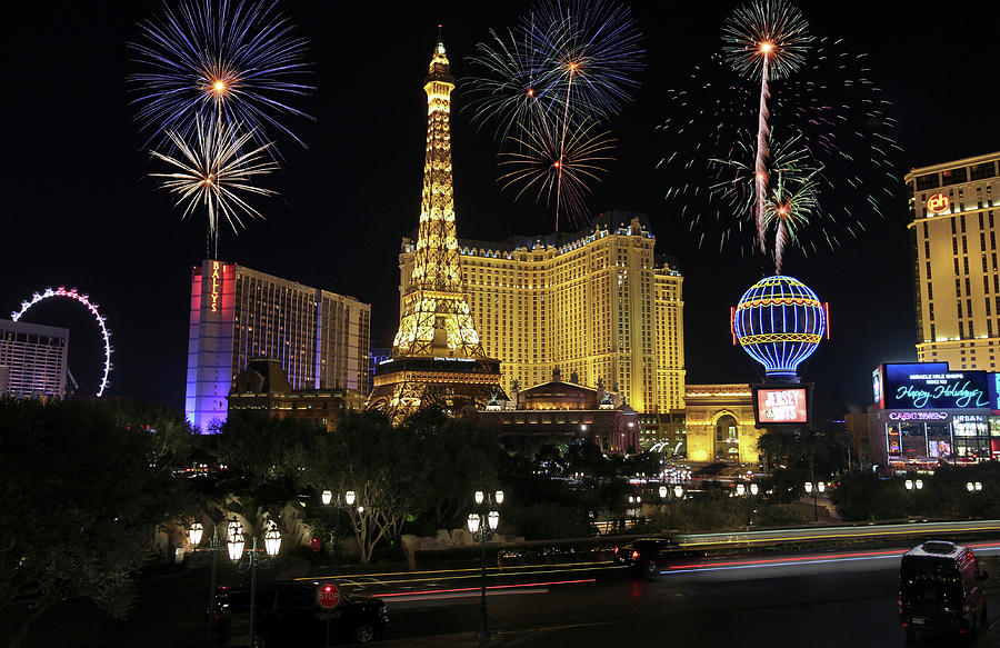 A Celebration At Bellagio And Las Vegas Blvd Digital Art